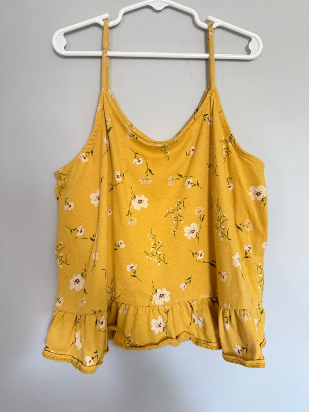 Old Navy Yellow Floral Ruffle-Hem Cami